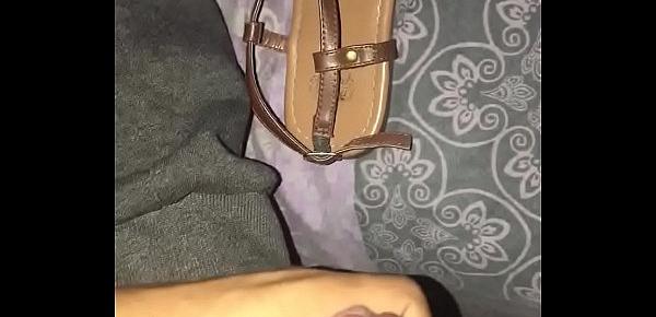  Bf cums on my cute toes and sandals